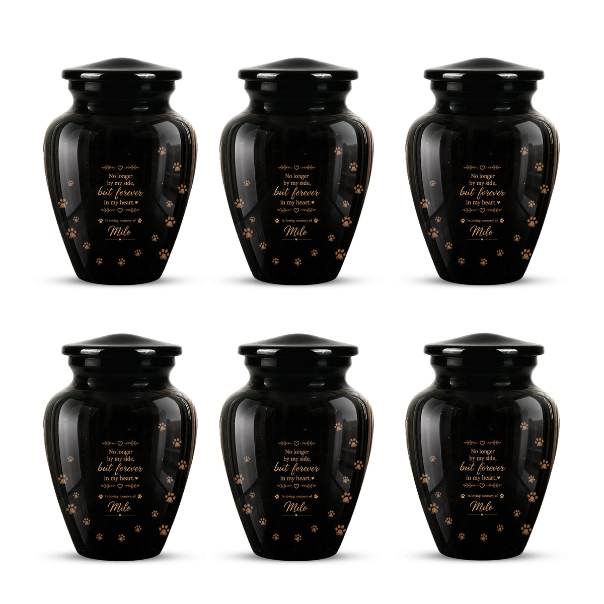 Personalized Black Cat Memorial Urn – Engraved Quote & Paw Prints For Ashes