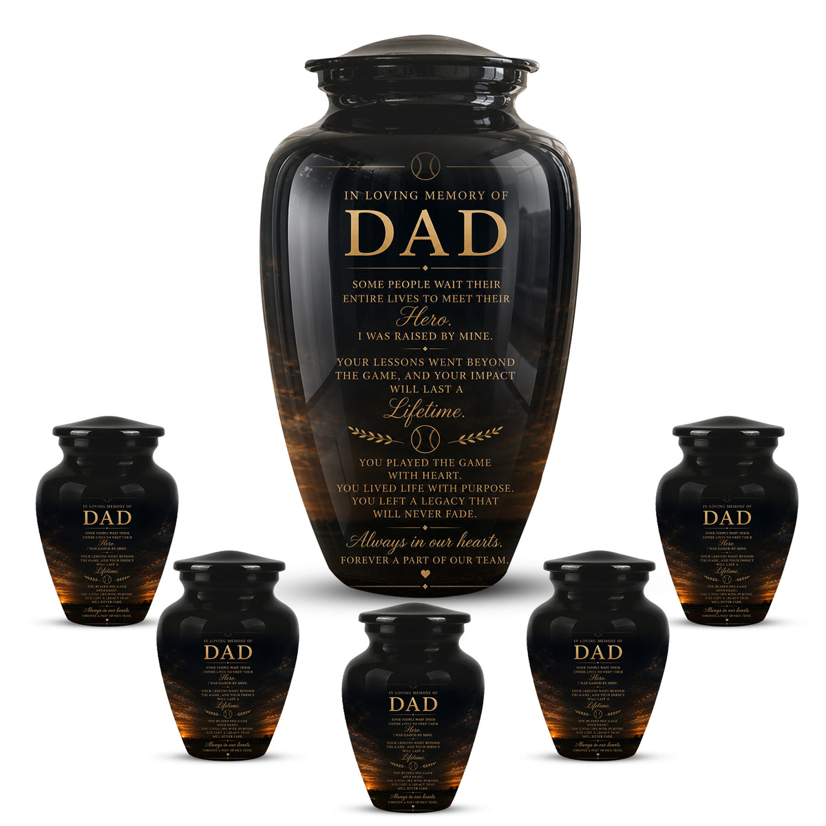 Personalized Black Urns For Dad - Quotes Aluminum Memorial Urns For Father