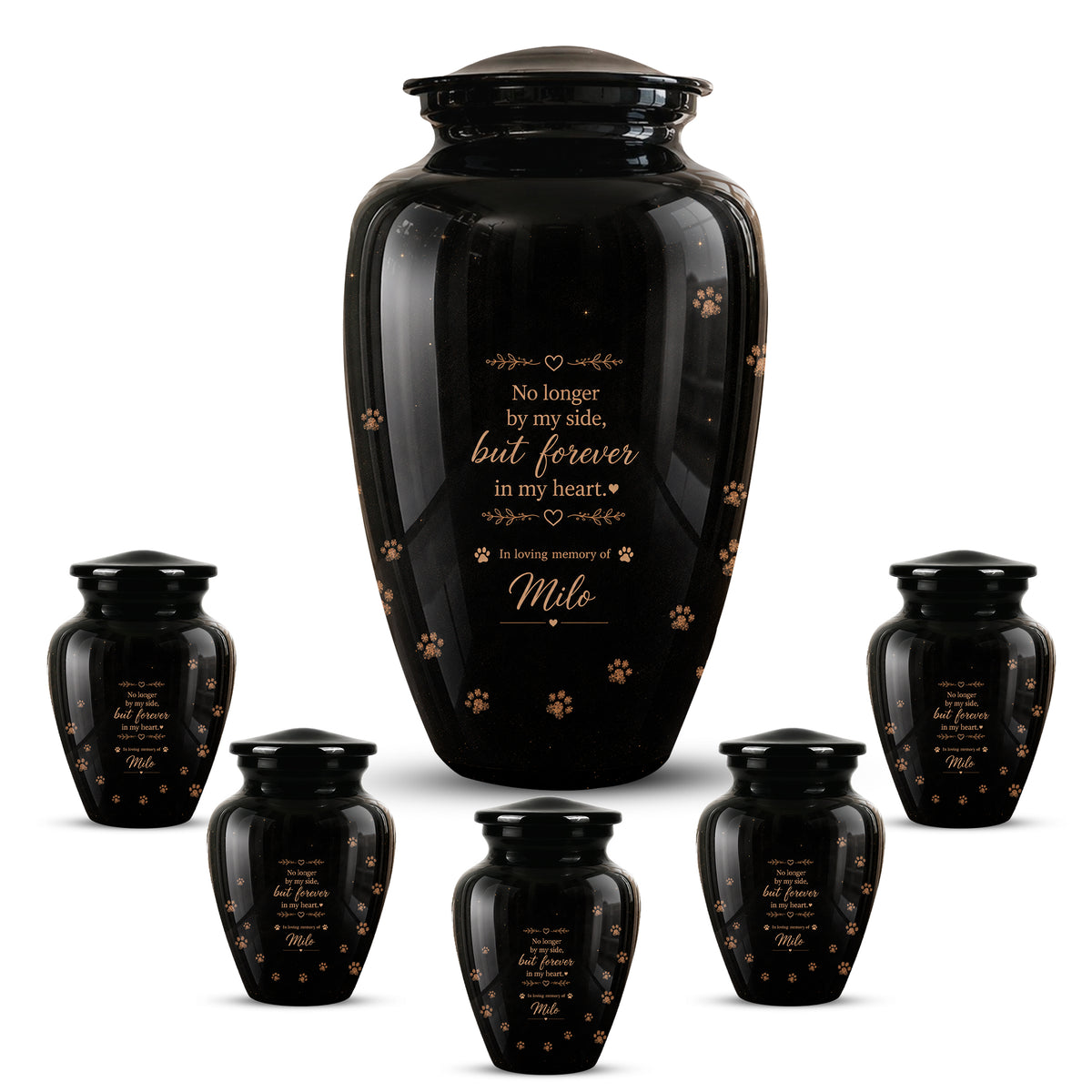 Personalized Black Cat Memorial Urn – Engraved Quote & Paw Prints For Ashes