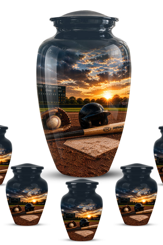 Personalized Baseball Bat & Accessories Urn - Sunset Funeral Urns For Ashes