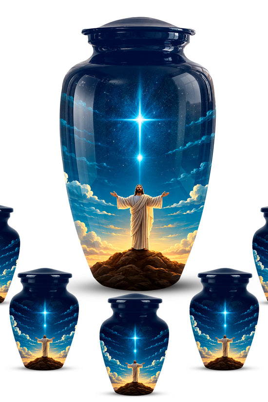 Personalized Jesus Night Light Urn - Spiritual Aluminum Memorial Keepsake