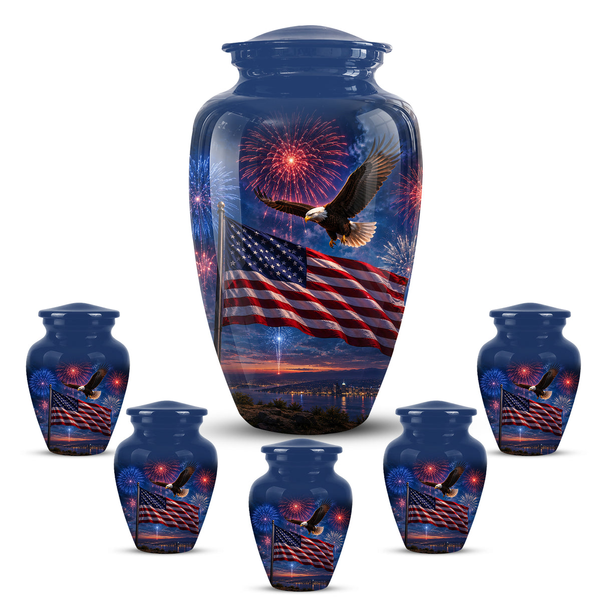 Brown Flying Eagle Cremation Urn - Handcrafted Memorial Urn To Tribute Veterans