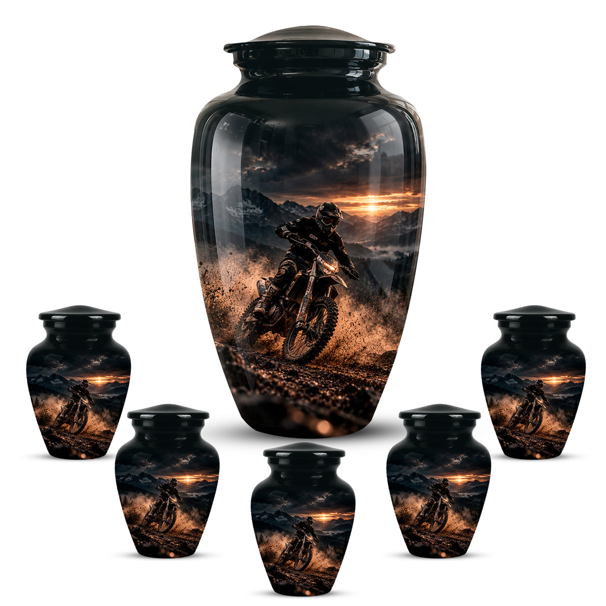 Personalized Dirt Biker Cremation Urn - Custom Aluminum Memorial Ashes Container