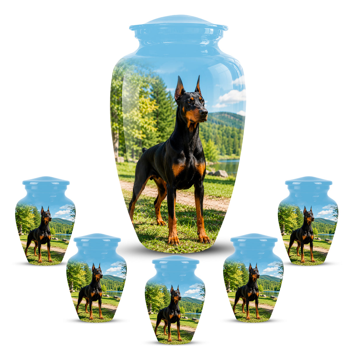 Custom Doberman Pinscher Memorial Urn – Elegant Aluminum Tribute For Ashes