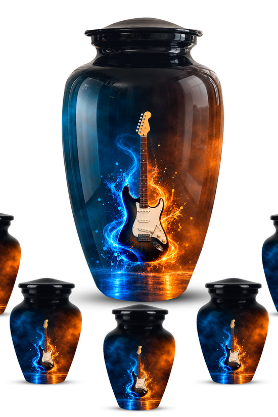 Surreal Guitar in a Glass Jar – Artistic Music-Inspired Artwork Urns For Ashes