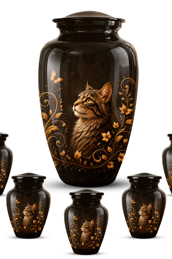 Custom Floral Cat Urn – Elegant Memorial Urn for a Cherished Pet Ashes