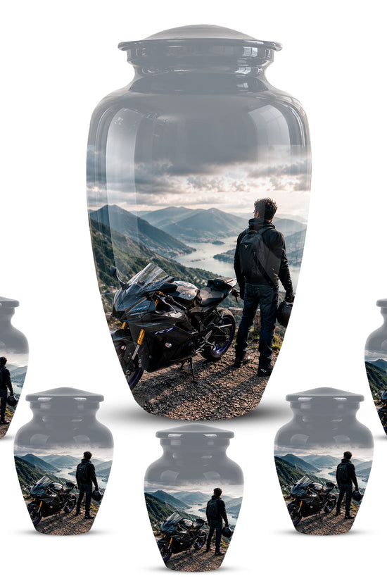 Mountain Rider Cremation Urn - Peaceful Tribute Urns For Motorbike Rider's Ashes