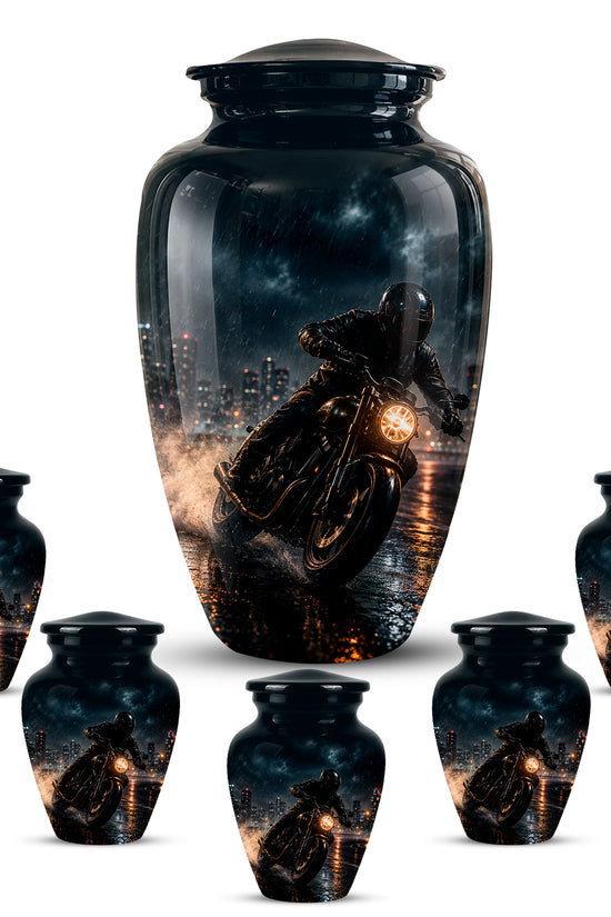 Personalized Biker Cremation Urn – Motorcycle Rider Memorial Tribute