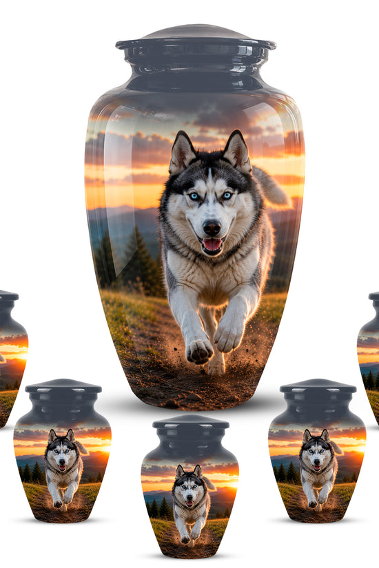 Siberian Husky Dog Memorial Urn – Custom Aluminum Pet Cremation Urn