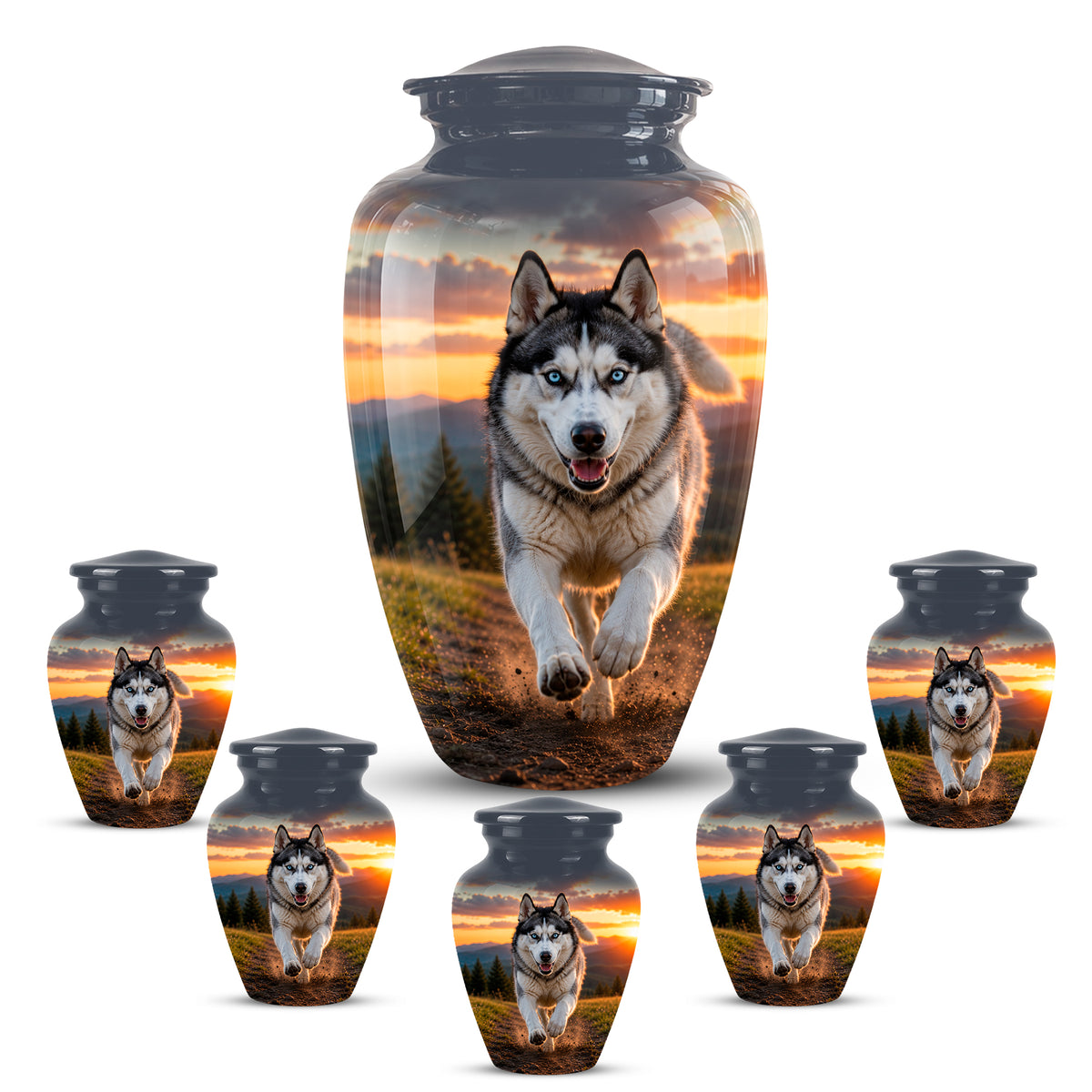 Siberian Husky Dog Memorial Urn – Custom Aluminum Pet Cremation Urn