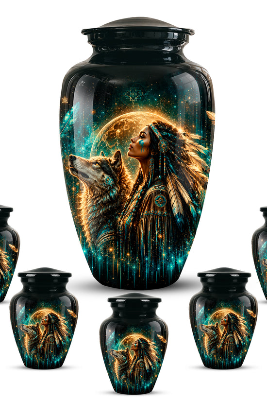 Native American Eagle Urn – Personalized Warrior Memorial Ashes Keepsake