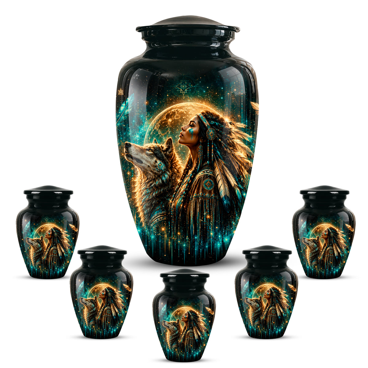 Native American Eagle Urn – Personalized Warrior Memorial Ashes Keepsake