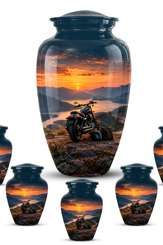Custom Roadster Biker Cremation Urns - Sunset Mountain Urns For Motorcycle Enthusiasts