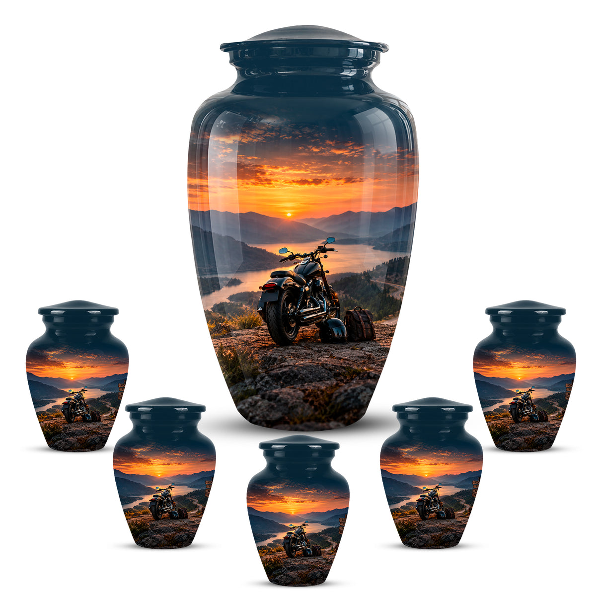 Custom Roadster Biker Cremation Urns - Sunset Mountain Urns For Motorcycle Enthusiasts