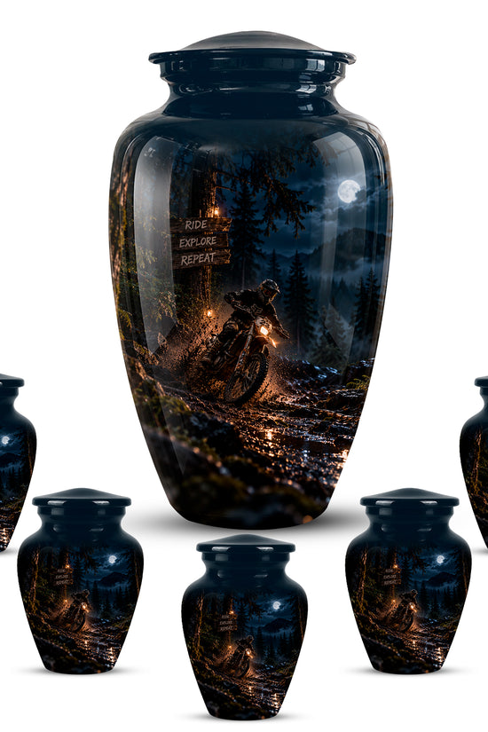 Personalized Dirt Biker Cremation Urn - Moonlight Mud Motorbike Memorial Urns