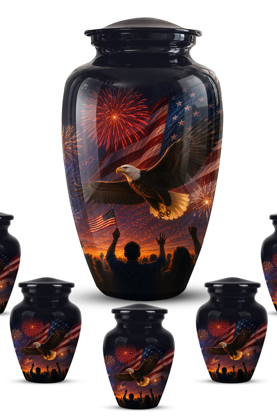 American Flag With Eagle Cremation Urn - Custom Patriotic Urns For Ashes