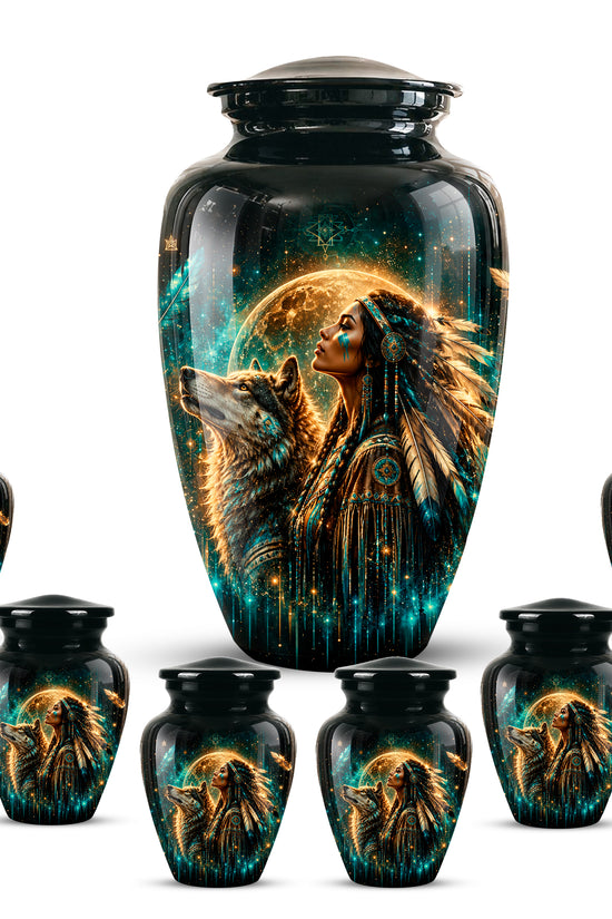 Native American Eagle Urn – Personalized Warrior Memorial Ashes Keepsake