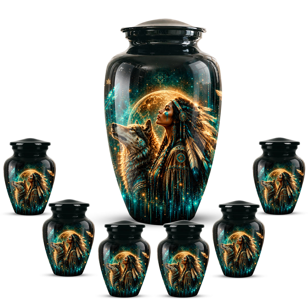 Native American Eagle Urn – Personalized Warrior Memorial Ashes Keepsake