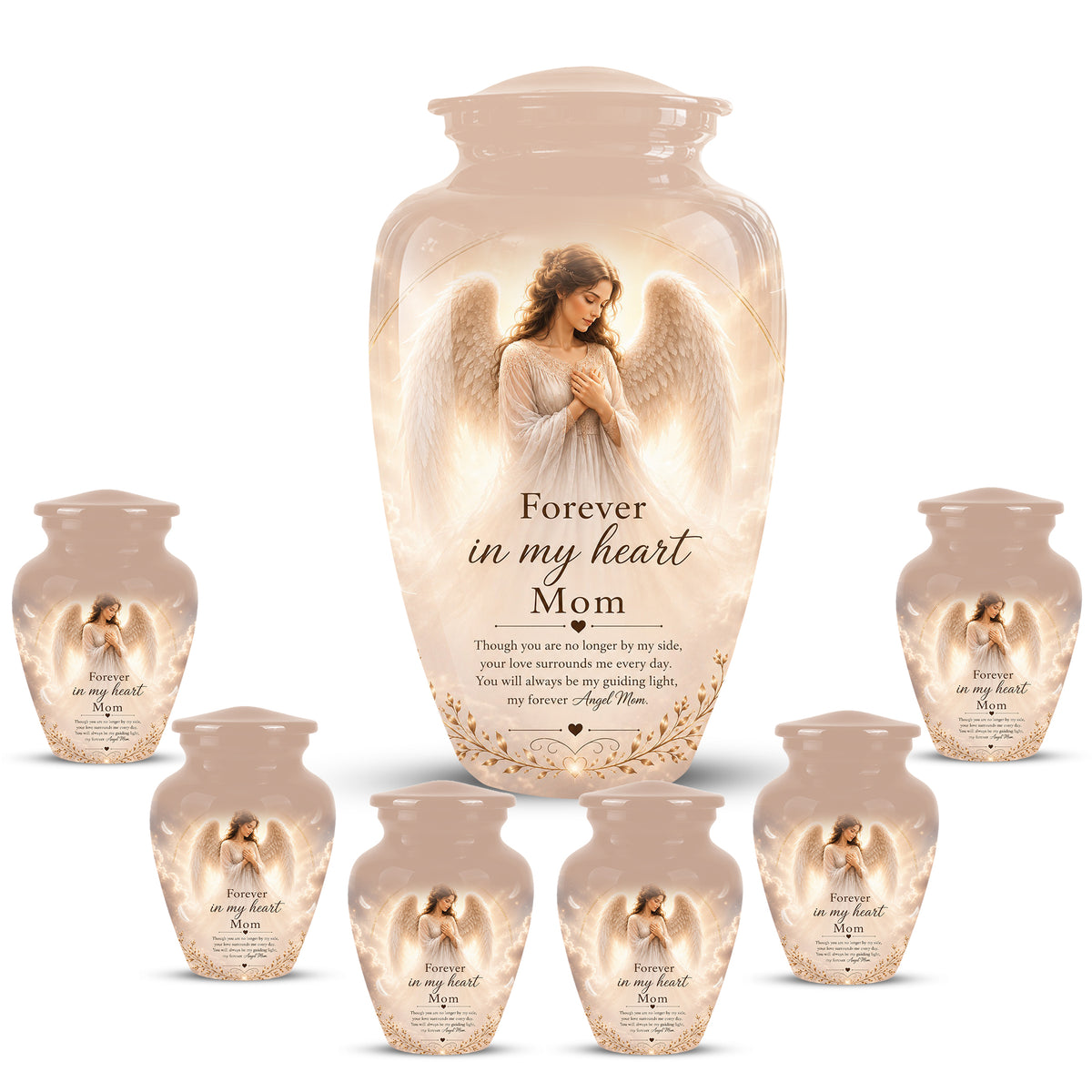 Majestic Angel Mom With Wings Urn - Personalized Quotes Cremation Urn For Ashes