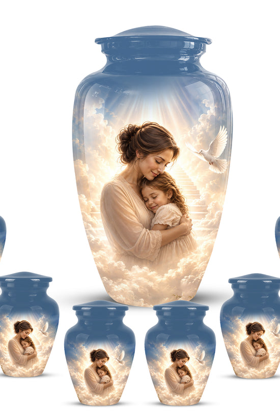 Heavenly Mom With Daughter Urn - Beautifully Customized Urns For Women
