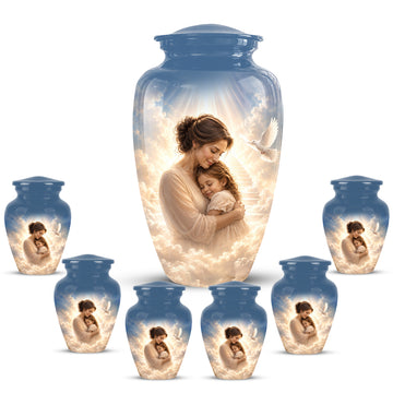 10 inch Large Urn with 6 Keepsake 3 inch