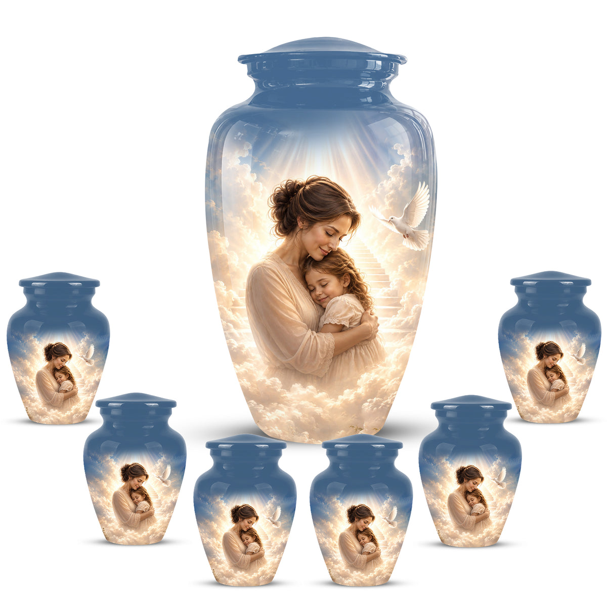 Heavenly Mom With Daughter Urn - Beautifully Customized Urns For Women