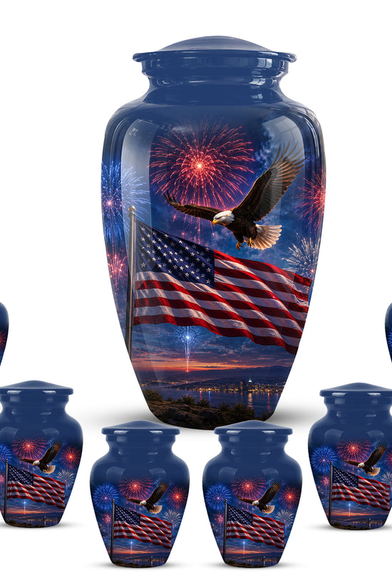 Brown Flying Eagle Cremation Urn - Handcrafted Memorial Urn To Tribute Veterans