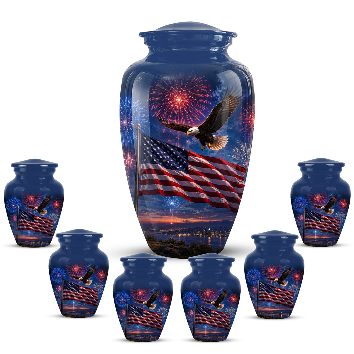 Brown Flying Eagle Cremation Urn - Handcrafted Memorial Urn To Tribute Veterans