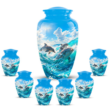 10 inch Large Urn with 6 Keepsake 3 inch