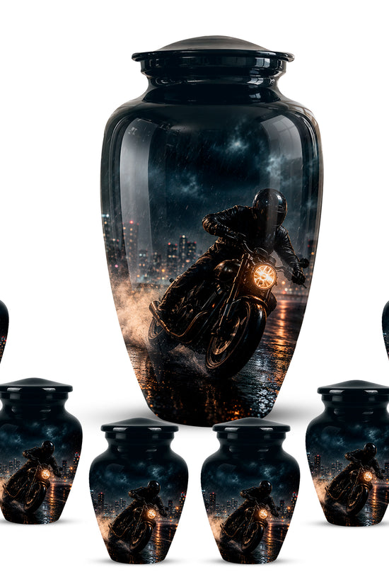 Personalized Biker Cremation Urn – Motorcycle Rider Memorial Tribute