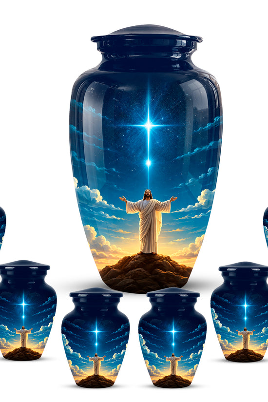 Personalized Jesus Night Light Urn - Spiritual Aluminum Memorial Keepsake
