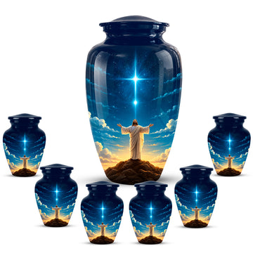 10 inch Large Urn with 6 Keepsake 3 inch