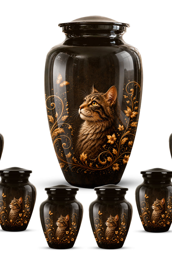 Custom Floral Cat Urn – Elegant Memorial Urn for a Cherished Pet Ashes