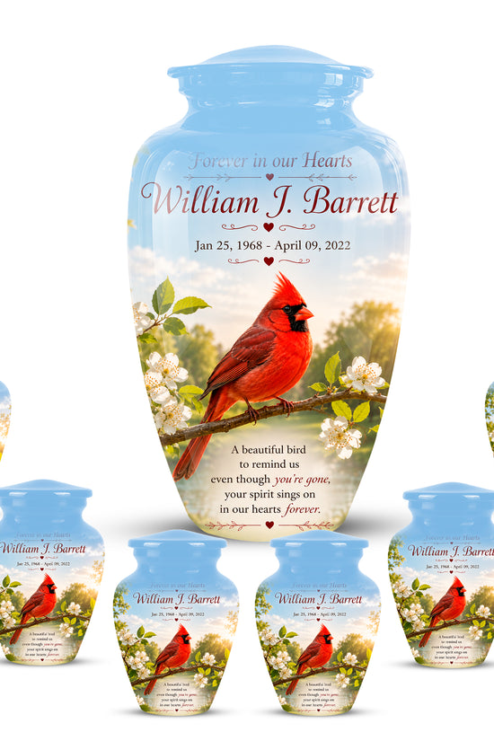 Red Cardinal Bird Urn For Mother - Cremation Urn For Adult Women Ashes