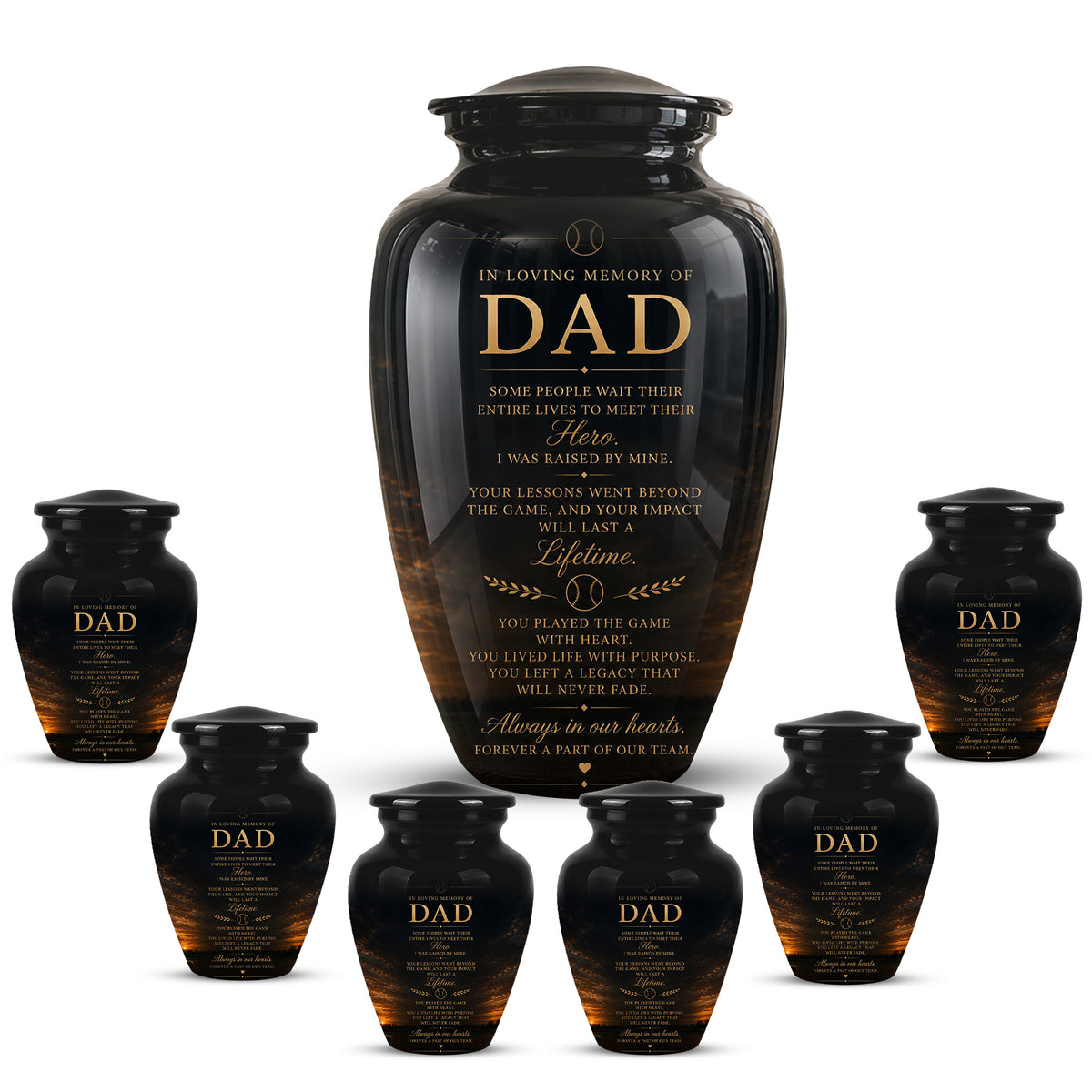 Personalized Black Urns For Dad - Quotes Aluminum Memorial Urns For Father