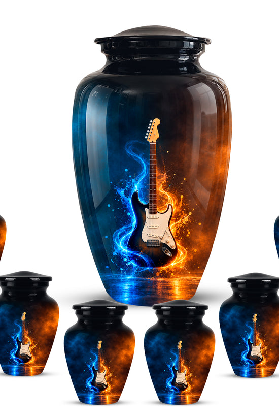 Surreal Guitar in a Glass Jar – Artistic Music-Inspired Artwork Urns For Ashes