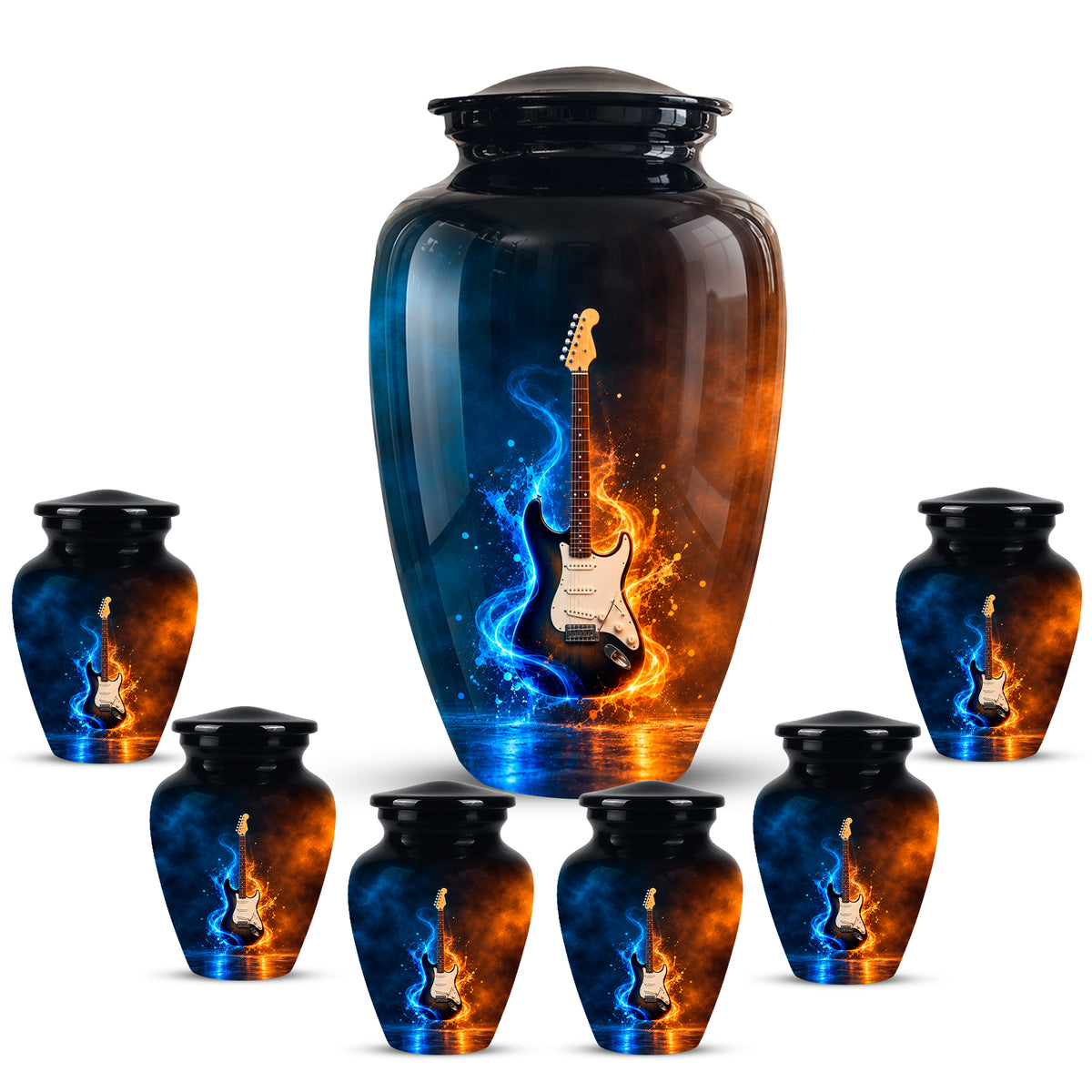 Surreal Guitar in a Glass Jar – Artistic Music-Inspired Artwork Urns For Ashes