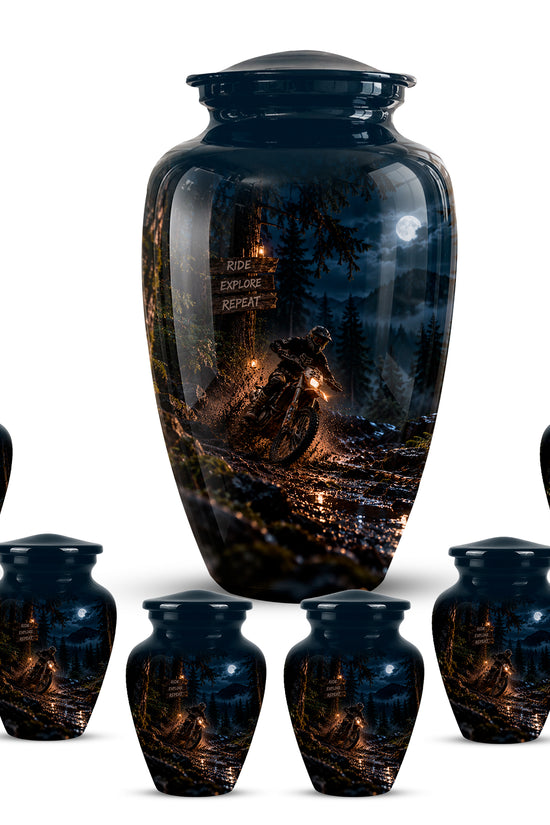 Personalized Dirt Biker Cremation Urn - Moonlight Mud Motorbike Memorial Urns