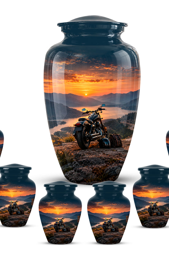 Custom Roadster Biker Cremation Urns - Sunset Mountain Urns For Motorcycle Enthusiasts