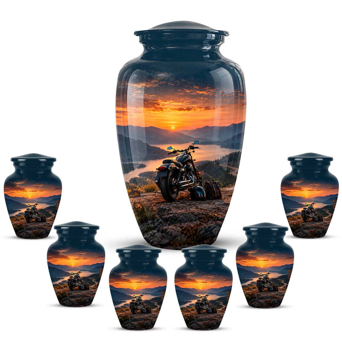 Custom Roadster Biker Cremation Urns - Sunset Mountain Urns For Motorcycle Enthusiasts