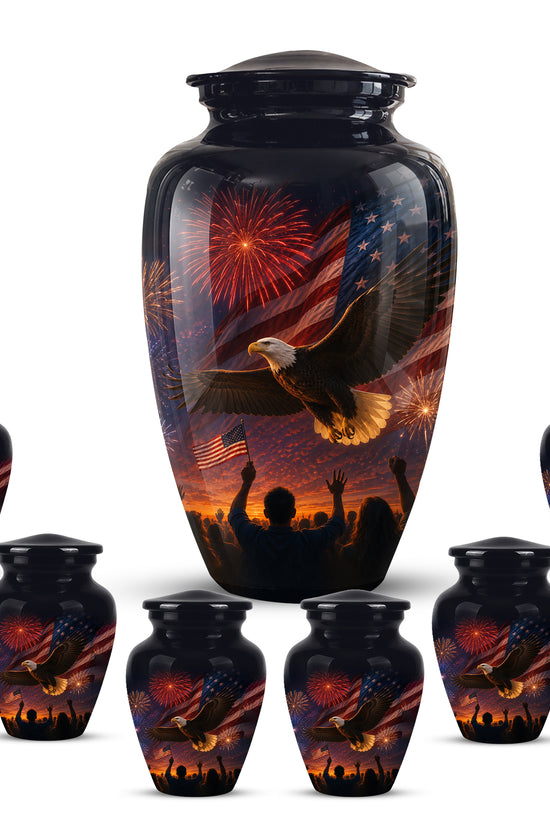 American Flag With Eagle Cremation Urn - Custom Patriotic Urns For Ashes
