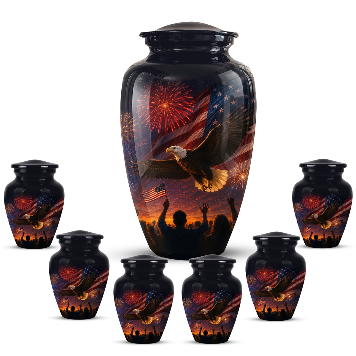American Flag With Eagle Cremation Urn - Custom Patriotic Urns For Ashes