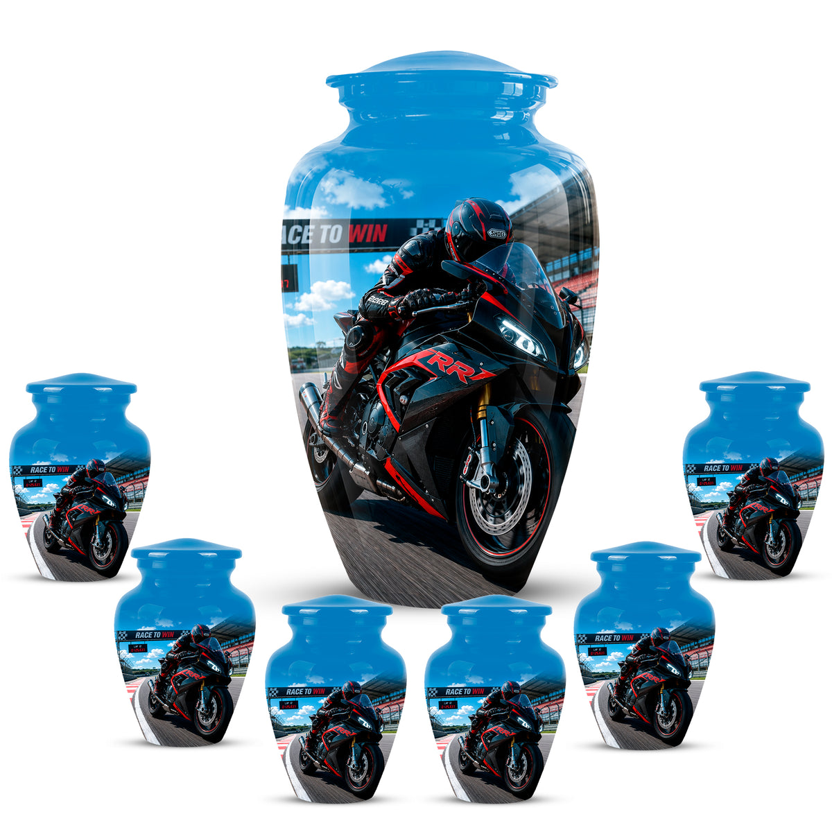 Personalized Motorcycle Rider Cremation Urn – Racing Bike Memorial Tribute