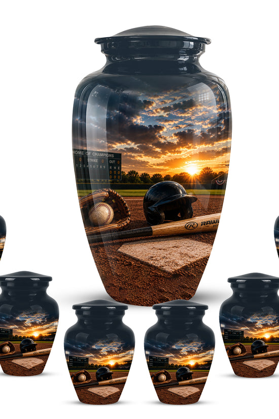 Personalized Baseball Bat & Accessories Urn - Sunset Funeral Urns For Ashes