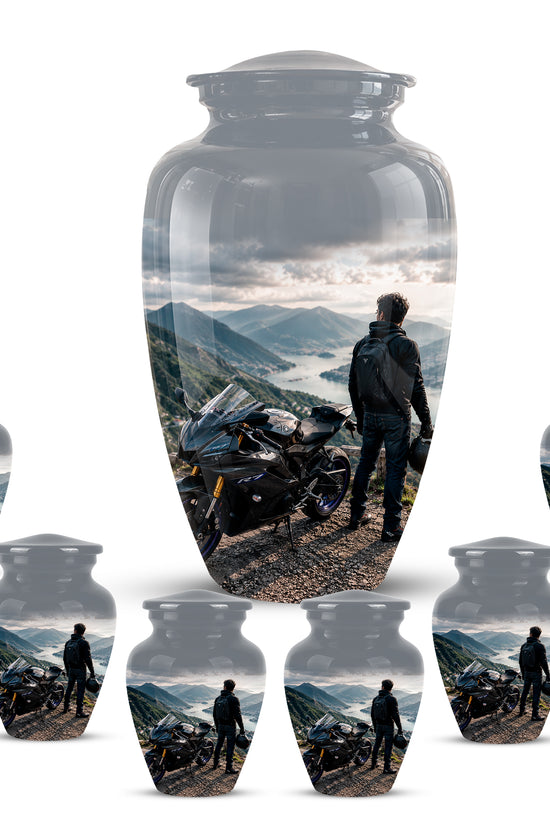 Mountain Rider Cremation Urn - Peaceful Tribute Urns For Motorbike Rider's Ashes