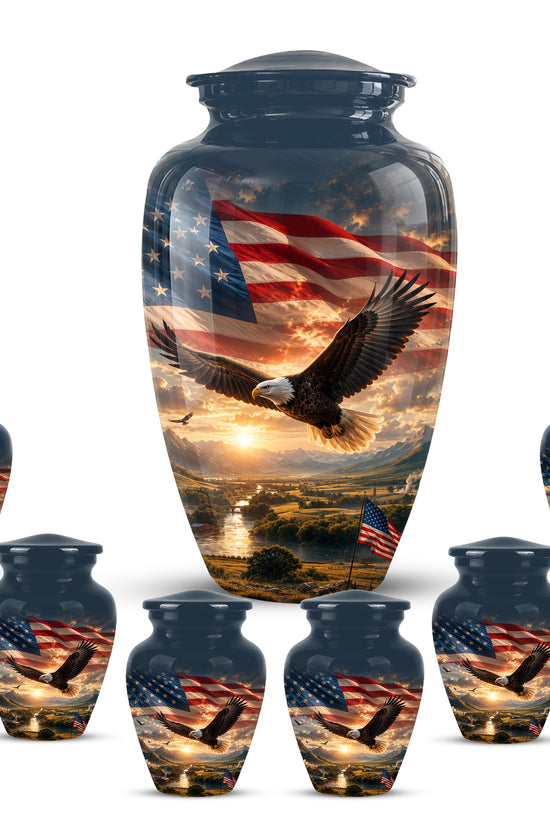 Personalized Flying Eagle Memorial Urn - Patriotic Aluminum Urns For Veterans