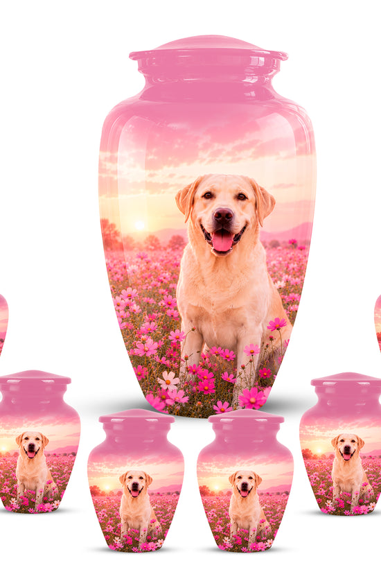 Personalized Golden Retriever Memorial Urn – Custom Pink Photo Keepsake