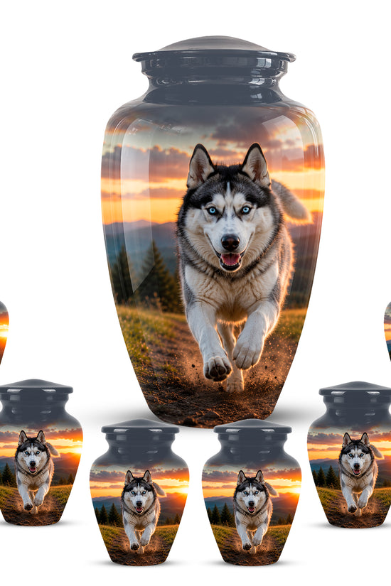 Siberian Husky Dog Memorial Urn – Custom Aluminum Pet Cremation Urn