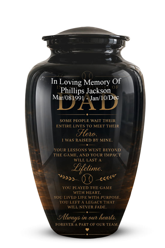 Personalized Black Urns For Dad - Quotes Aluminum Memorial Urns For Father