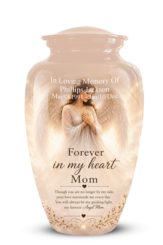 Majestic Angel Mom With Wings Urn - Personalized Quotes Cremation Urn For Ashes